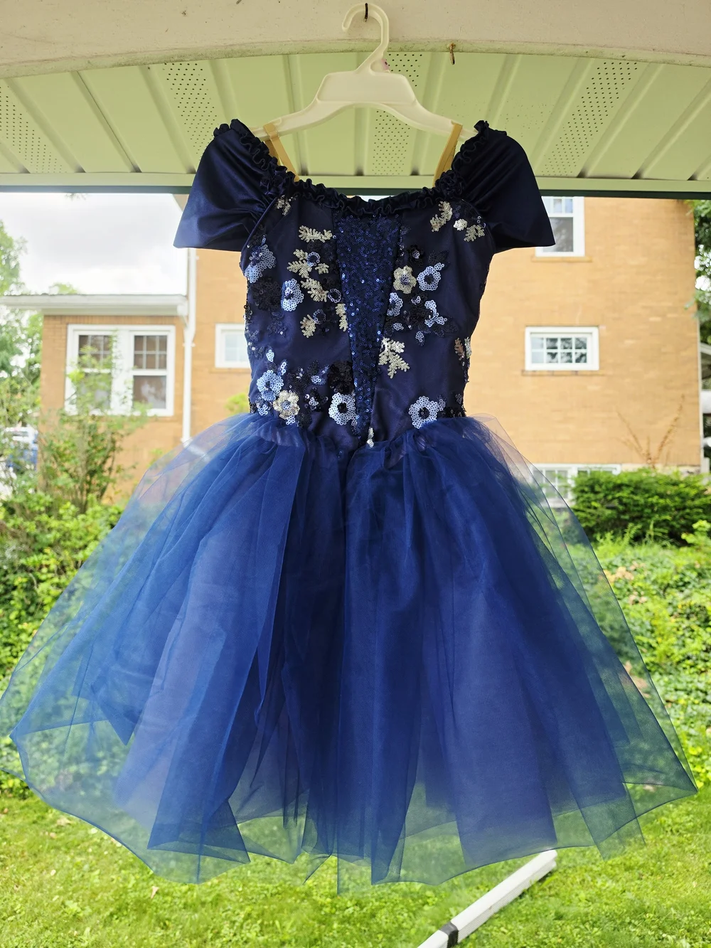 Weissman Navy Blue Floral Sequin Tulle Costume Dress